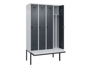 locker met bank,voor scheiding van kleding,HxBxD 2120x1200x815mm,4vak - 1