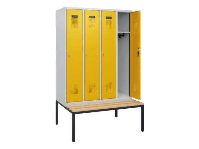 locker met bank,HxBxD 1950x1200x815mm,4vak,vak B 300mm,cilinderslot