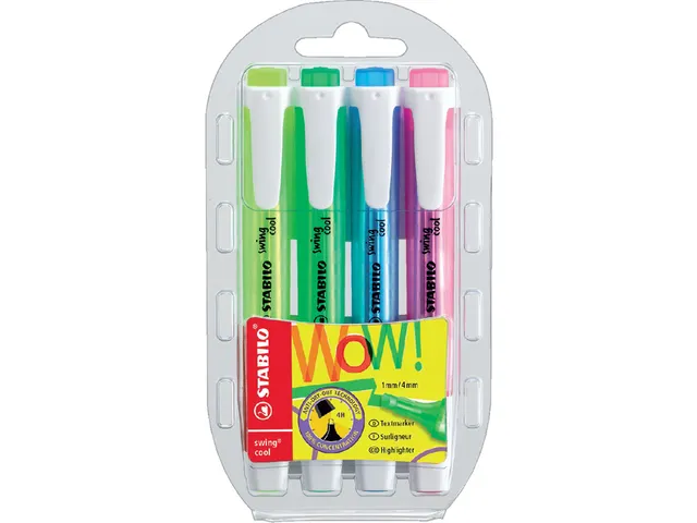 Markeerstift Stabilo Swing Cool Assorti 4 Stuks
