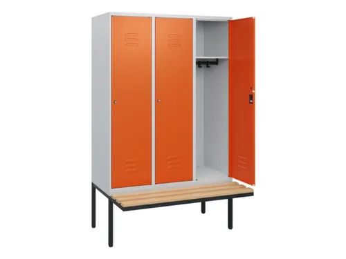 locker met bank,HxBxD 1950x1200x815mm,3vak,vak B 400mm,cil.-slot