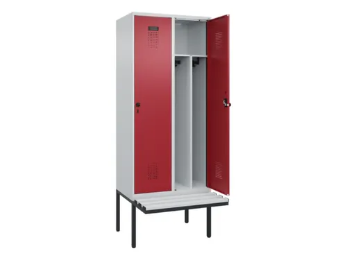 locker met bank,voor scheiding van kleding,HxBxD 2120x800x815mm,2vak
