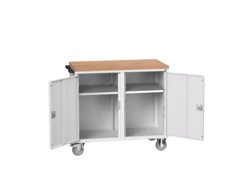 montagetafel 980x1050x600mm multiplexblad 2 kasten RAL7035 fr. RAL7035