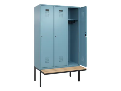 locker met bank,HxBxD 2120x1200x815mm,3vak,vak B 400mm,cilinderslot
