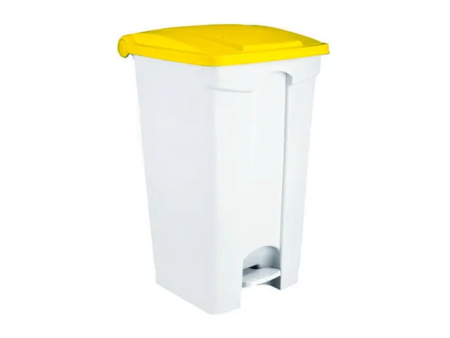 Contitop,afvalbak met pedaal 90L wit/geel/VE:3
