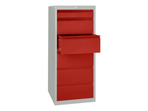 ladekast,HxBxD 1200x500x600mm,6lade(n),cil.-slot,RAL7035,front RAL3000