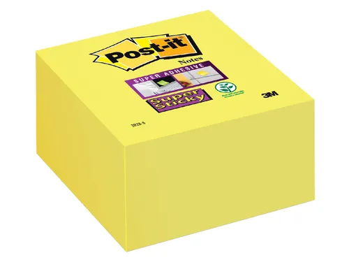 Memoblok 3M Post-it 2028 Super Sticky 76x76mm kubus neon geel