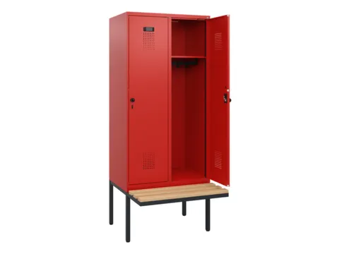 locker met bank,HxBxD 1950x800x815mm,2vak,vak B 400mm,draaigrendel