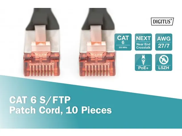 CAT 6 S-FTP patchkabel Cu LSZH AWG 27/7 Lengte 5m 10 stuks Zwart