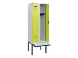 locker met bank,HxBxD 1950x600x815mm,2vak,vak B 300mm,cilinderslot