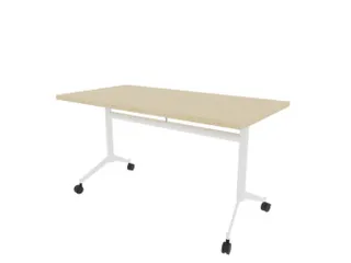 klaptafel,HxBxD 750x1400x700mm,hoekig,T-voet wit,ovale buis,blad eiken - 1