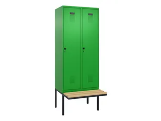 locker met bank,voor scheiding van kleding,HxBxD 2120x800x815mm,2vak - 2