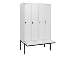 locker met bank,HxBxD 1950x1200x815mm,4vak,vak B 300mm,draaigrendel