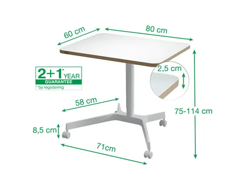 Leitz Ergo Zit-Sta bureau Mobiel 80x60cm klein