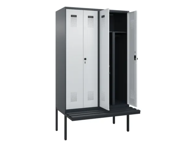 PBM-locker met bank,HxBxD 2120x1200x815mm,4vak,vak B 300mm