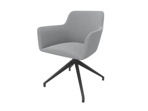 Bezoekersstoel Draaibaar Voetkruis Epoxypoedercoat Lichtgrijs