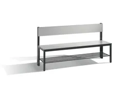 omkleedbank,HxLxD 796x1500x407mm,HPL zilvergrijs,frame staal RAL7021