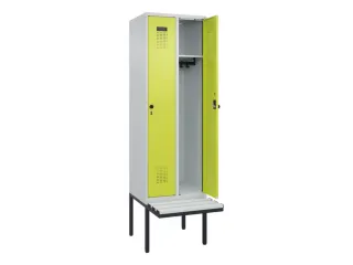 locker met bank,HxBxD 2120x600x815mm,2vak,vak B 300mm,draaigrendel - 1