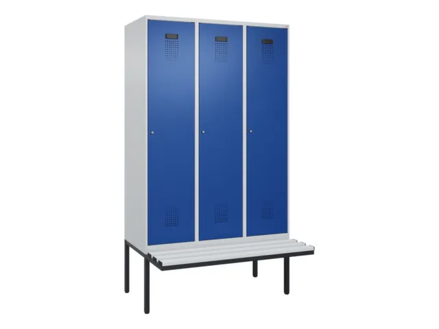 locker met bank,voor scheiding van kleding,HxBxD 2120x1200x815mm,3vak