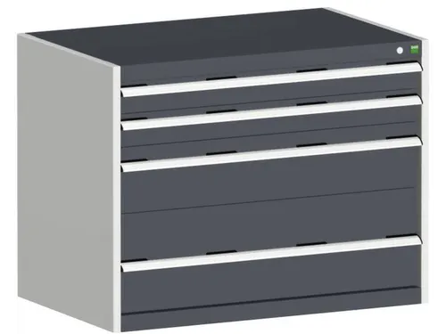 ladekast HxBxD 800x1050x750mm 4 laden romp Ral7035 front Ral7016 staal