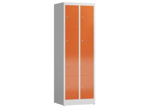 Lockerkast 1800x590x500mm 2x4 vakken cilinderslot, sokkel, RAL3000