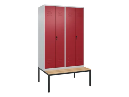PBM-locker met bank,HxBxD 2120x1200x815mm,4vak,vak B 300mm