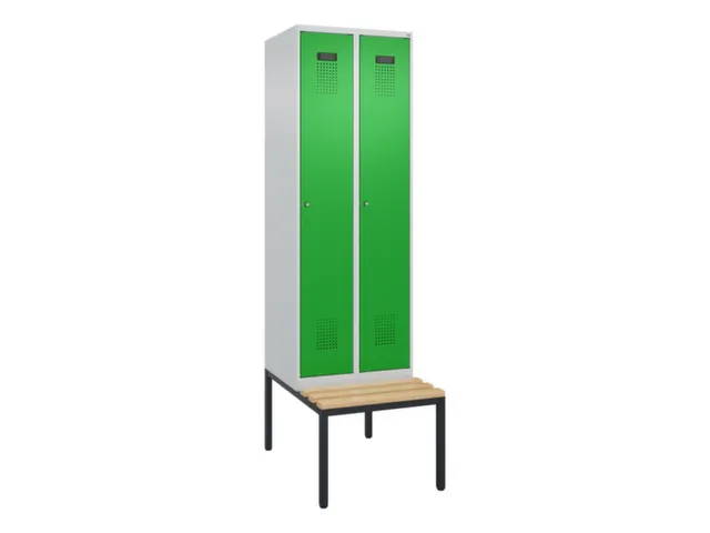 locker met bank,voor scheiding van kleding,HxBxD 2120x600x815mm,2vak