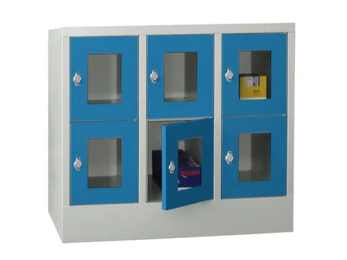 lockerkast,HxBxD 855x900x500mm,3x2vakken,RAL7035,front RAL5012