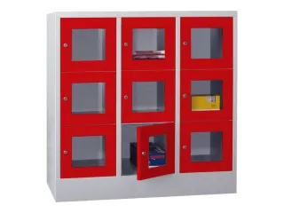 lockerkast,HxBxD 1187x1200x500mm,3x3vakken,RAL7035,front RAL3000 - 2
