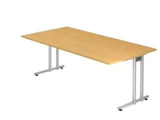 bureau,HxBxD 740x2000x1000mm,blad beuken,C-voet RAL9006 - 1