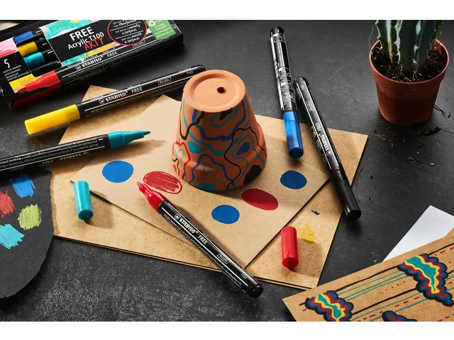Acrylmarker STABILO Free Acrylic T100 zwart 1-2mm