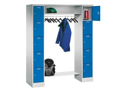 personeelsgarderobe cil.slot 1950x1500x500mm 2x5 vakken 300mm RAL5012