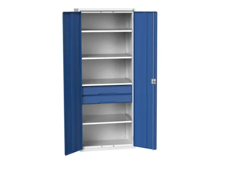 universele kast,HxBxD 2000x800x550mm,4xStalen bodem,2lade(n)