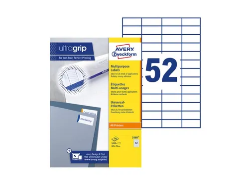 Etiket Avery Zweckform 3650 48x21mm wit 5200stuks