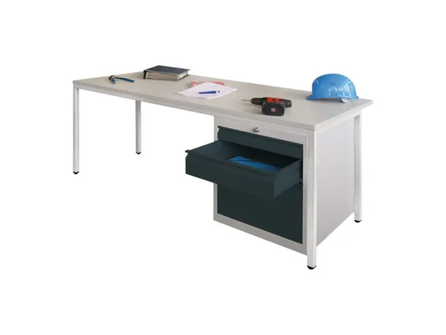 Bureau De Prestige Hxlxp 720X1700X80Mm 3Tiroirs À Droite Ral7035 Faç