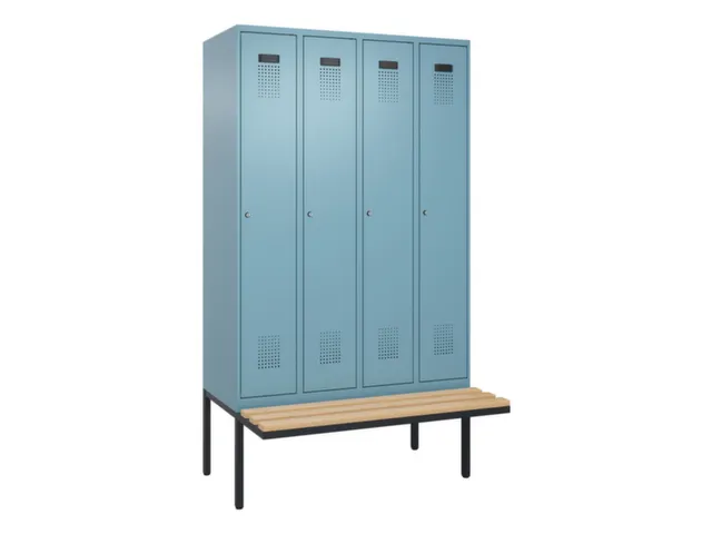 locker met bank,voor scheiding van kleding,HxBxD 2120x1200x815mm,4vak