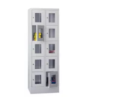 lockerkast,HxBxD 1850x600x500mm,2x5vakken,RAL7035,front RAL5010
