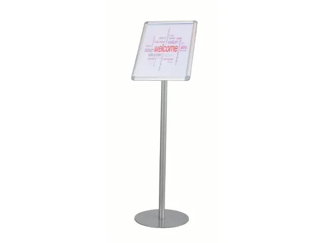 Présentoir sur pied A4 avec cadre clipsable aluminium argent