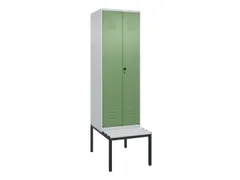 PBM-locker met bank,HxBxD 2120x600x815mm,2vak,vak B 300mm,draaigrendel