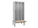 locker met bank,voor scheiding van kleding,HxBxD 2120x900x815mm,3vak