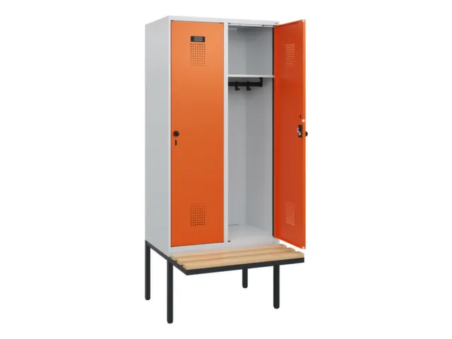locker met bank,HxBxD 1950x800x815mm,2vak,vak B 400mm,draaigrendel