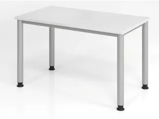 bureau,HxBxD 685-810x1200x670mm,blad wit,4voeten zilverkleurig - 1