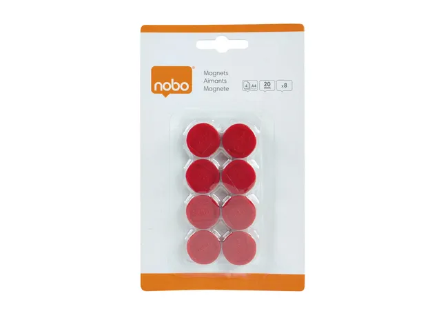 Magneet Nobo 20mm rood 8 stuks