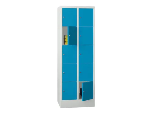 lockerkast,HxBxD 1850x600x500mm,2x5vakken,RAL7035,front RAL5012