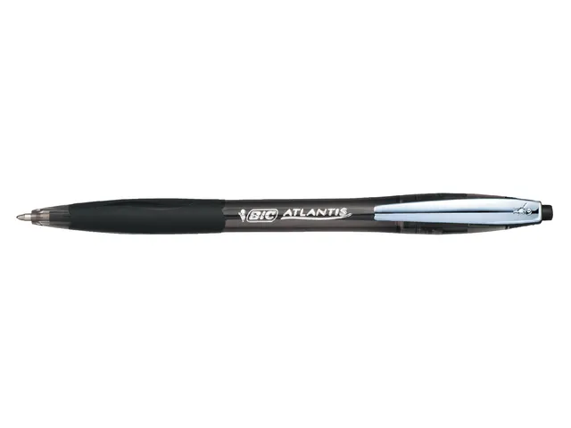 Balpen Bic Atlantis soft metalen clip clic medium zwart