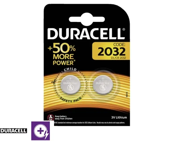 Batterij Duracell knoopcel 2x CR2032 lithium Ø20mm 3V-180mAh
