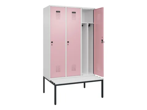 locker met bank,voor scheiding van kleding,HxBxD 2120x1200x815mm,3vak