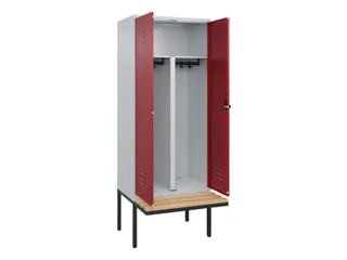 PBM-locker met bank,HxBxD 2120x800x815mm,2vak,vak B 400mm,draaigrendel - 2