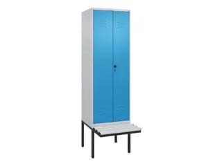 PBM-locker met bank,HxBxD 2120x600x815mm,2vak,vak B 300mm,draaigrendel - 1