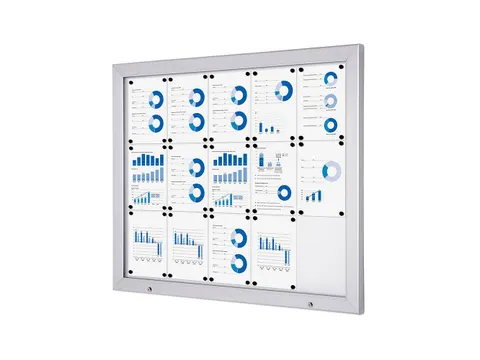 Vergrendelbaar Notitiebord Alpha Vitrine Indoor/Outdoor 15xA4 Zilver