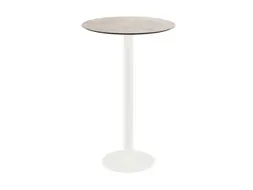 statafel,HxØ 1090x700mm,rond,schotelvoet wit,blad HPL Moonstone